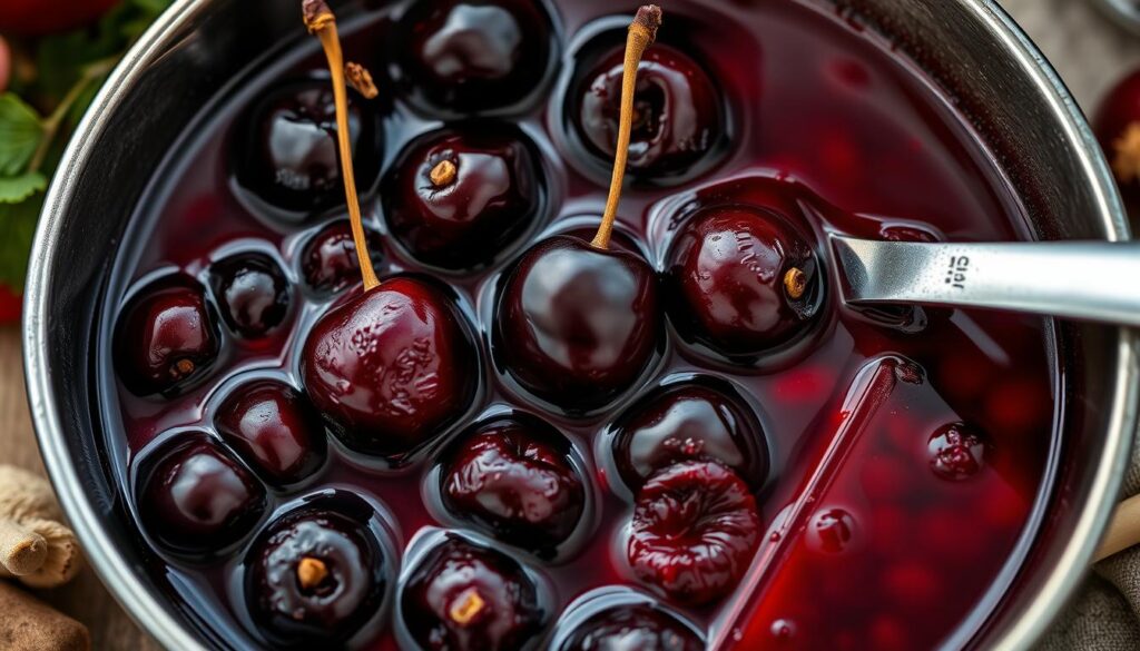 Préparation des cerises amarena maison